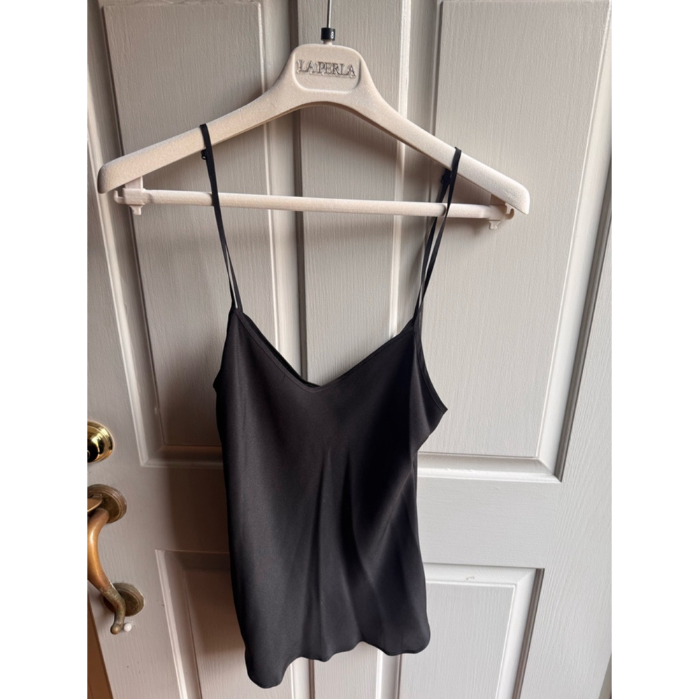 Vintage La Perla Polka Dot Blouse & Silk Cami Set Size L Black - Picture 11 of 13
